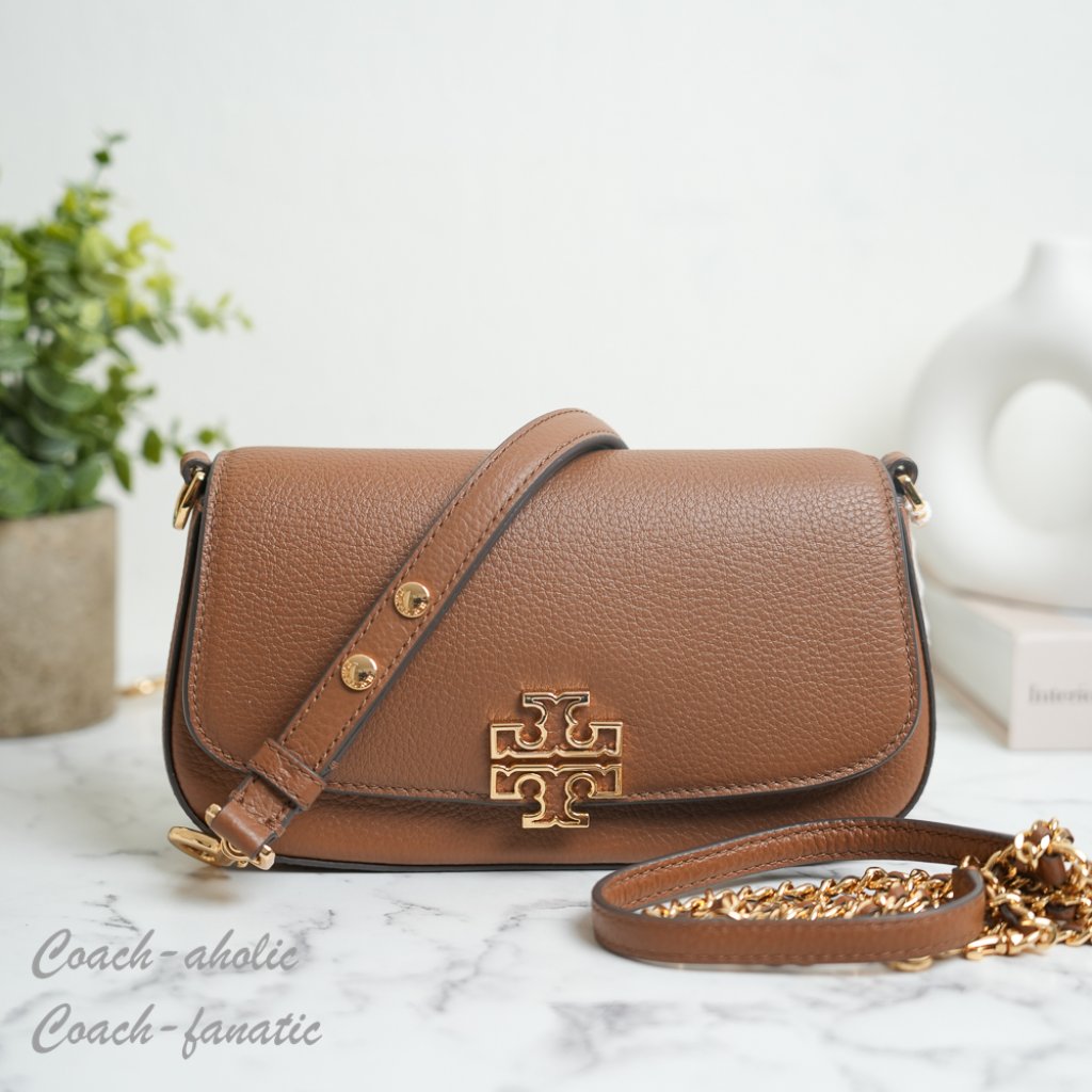 Nwt Tory Burch Britten Convertible Leather Crossbody In Moose